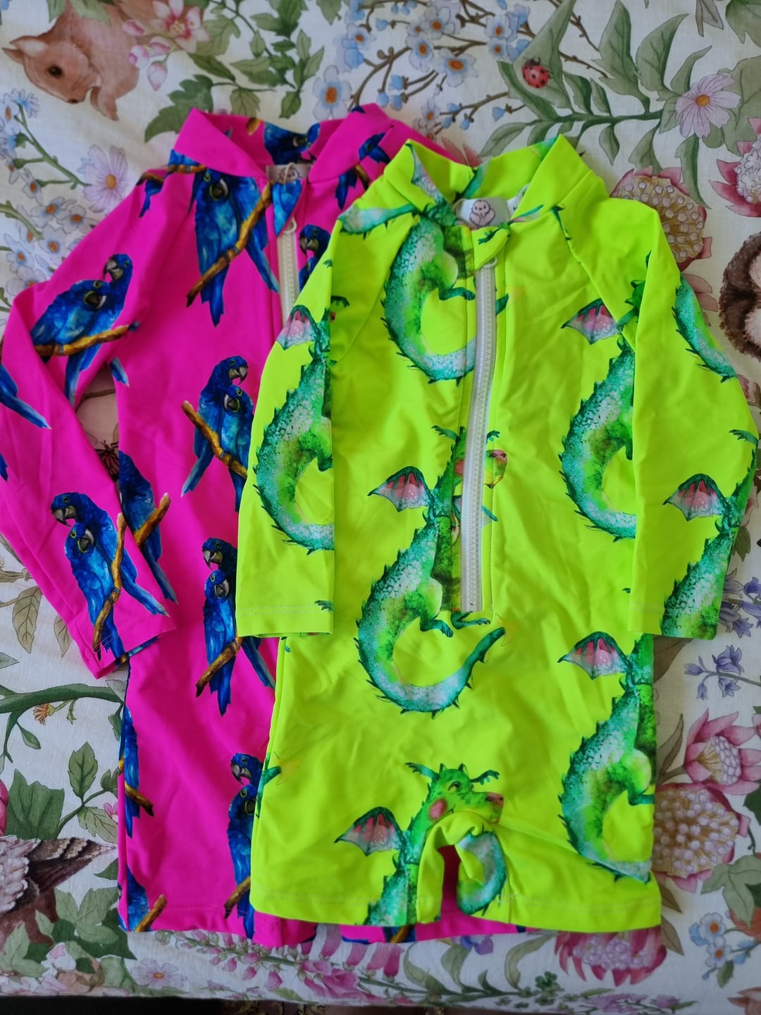 Customer photo review of Fluro Dragon Unisex Long Sleeve Zip Swimmers