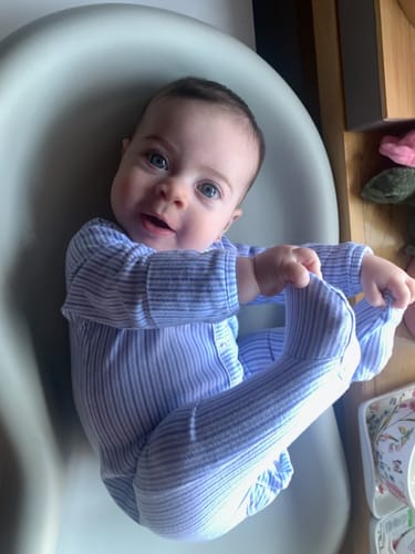 Customer photo review of Baby Seaside Dream Stripe Cotton Onesie