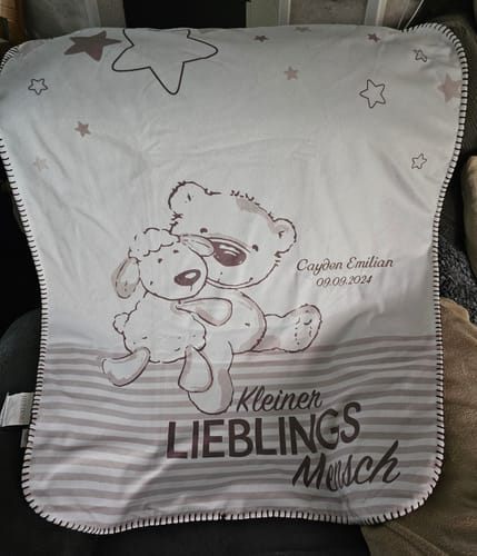 Customer photo review of Babydecke mit Namen Lieblingsmensch SuperFlausch DUO