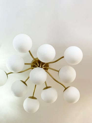 Customer photo review of Bloom Brass Frosted Glass Bubble Semi Flush Chandelier