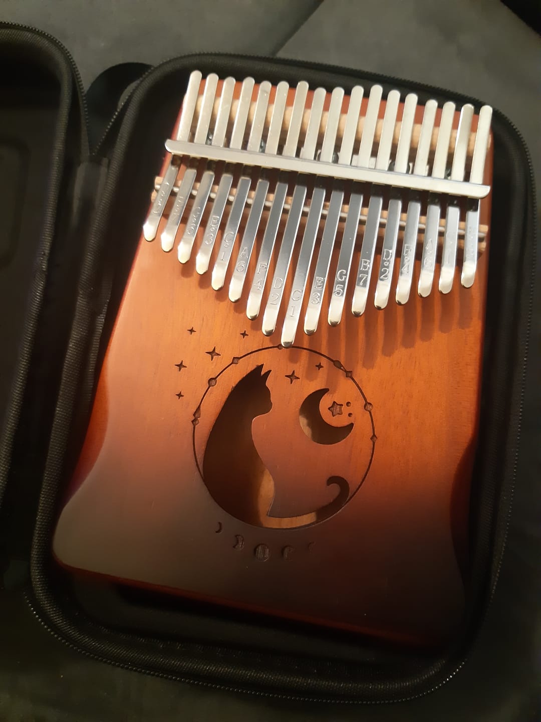 Customer photo review of Kalimba 17 Key Mahogany Moon Cat