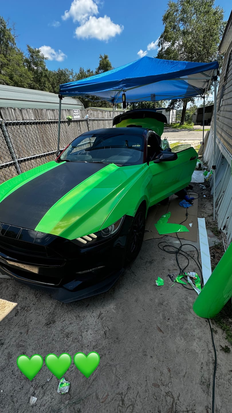 Customer photo review of Candy Metallic Neon Green vinyl wrap