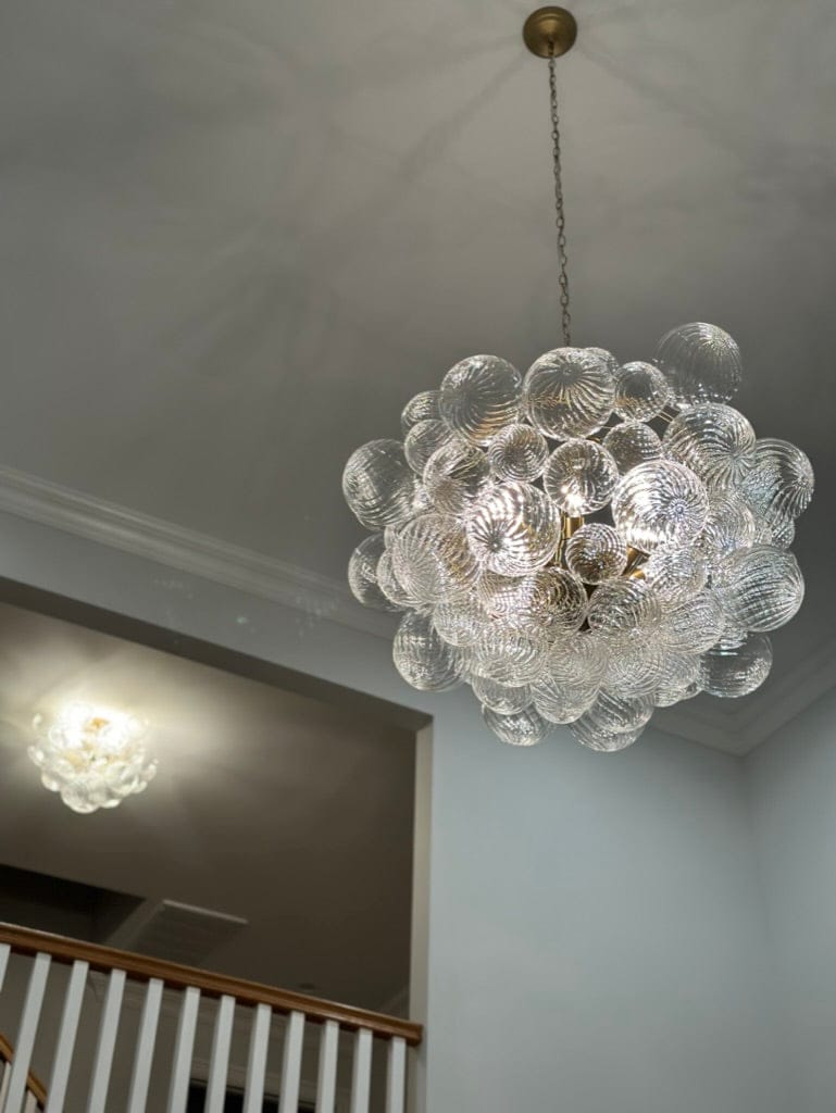 Customer photo review of Contemporary Clear Ribbed Bubble Chandelier