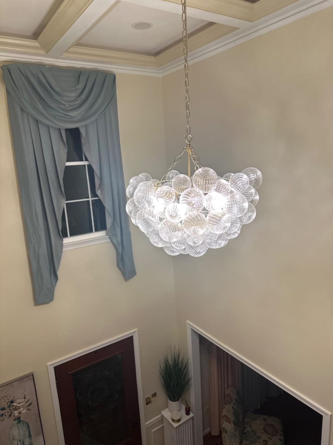 Customer photo review of Contemporary Clear Ribbed Bubble Chandelier