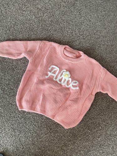 Customer photo review of Hand Knitted Personalized Sweater