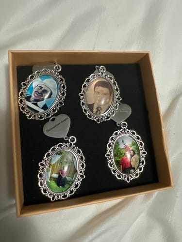 Customer photo review of Personalized Photo Charm for Bridal Memorial Bouquet Charm Pendant