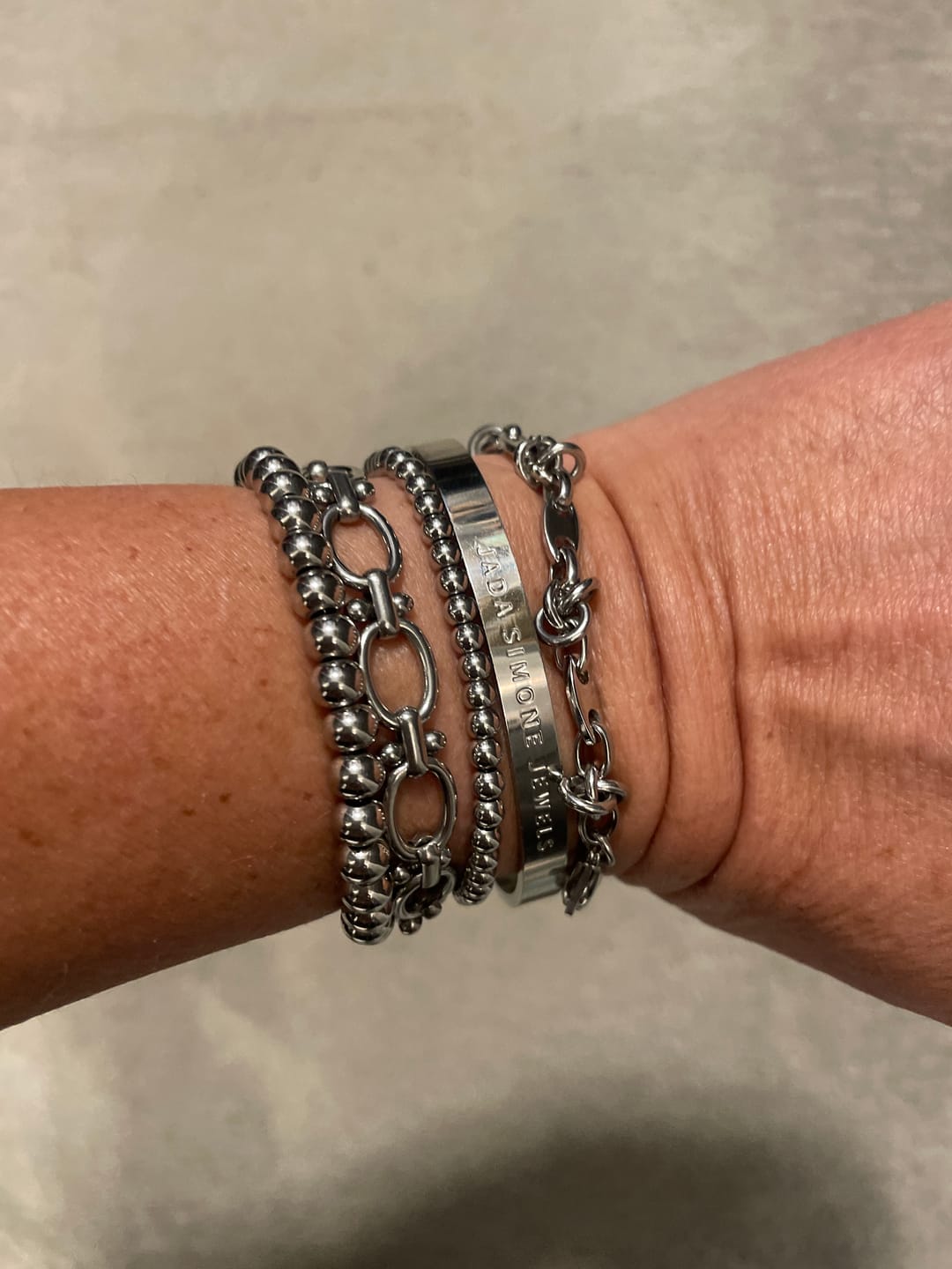 Customer photo review of Chrisette Stainless Steel Bracelet Stack