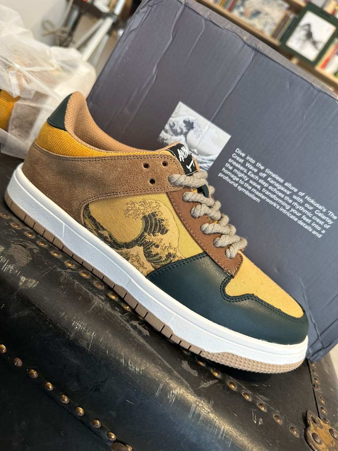 Customer photo review of The great wave off Kanagawa inspired sneakers