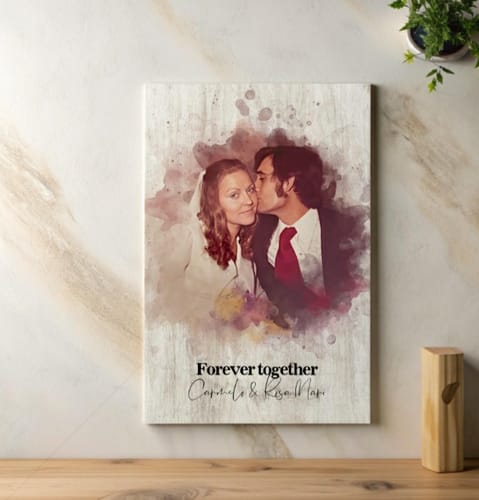 Customer photo review of Tu foto en estilo acuarela | Regalo personalizable para pareja, novia y novio