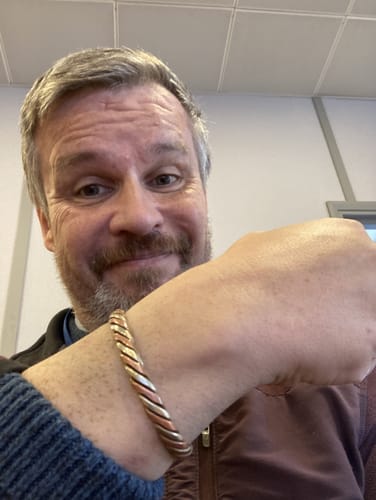 Customer photo review of Spiral Copper & Steel Cuff