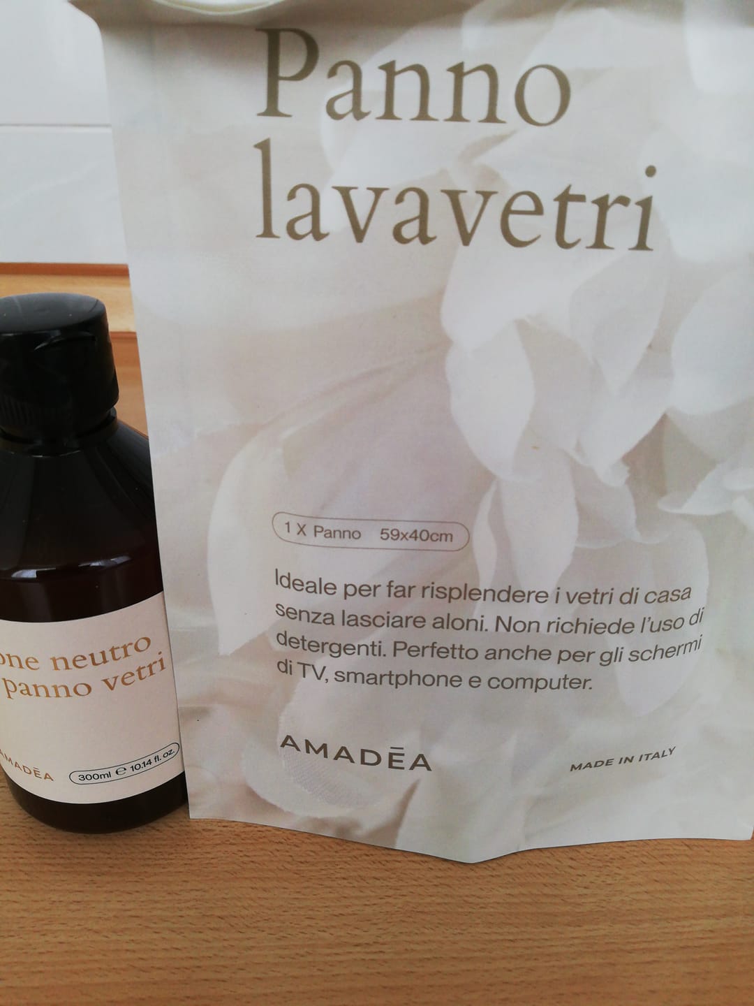 Customer photo review of Kit Vetri: Panno + Sapone Neutro