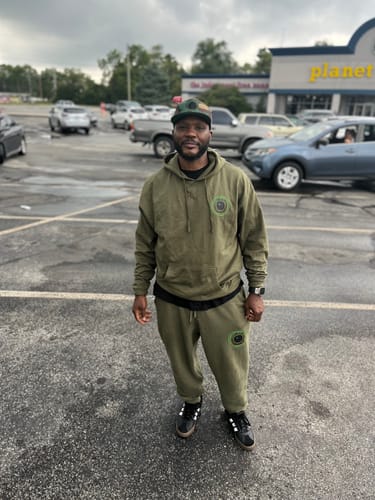 Customer photo review of Footsteps Black Camo Hoody Sweatsuit (2-piece set)