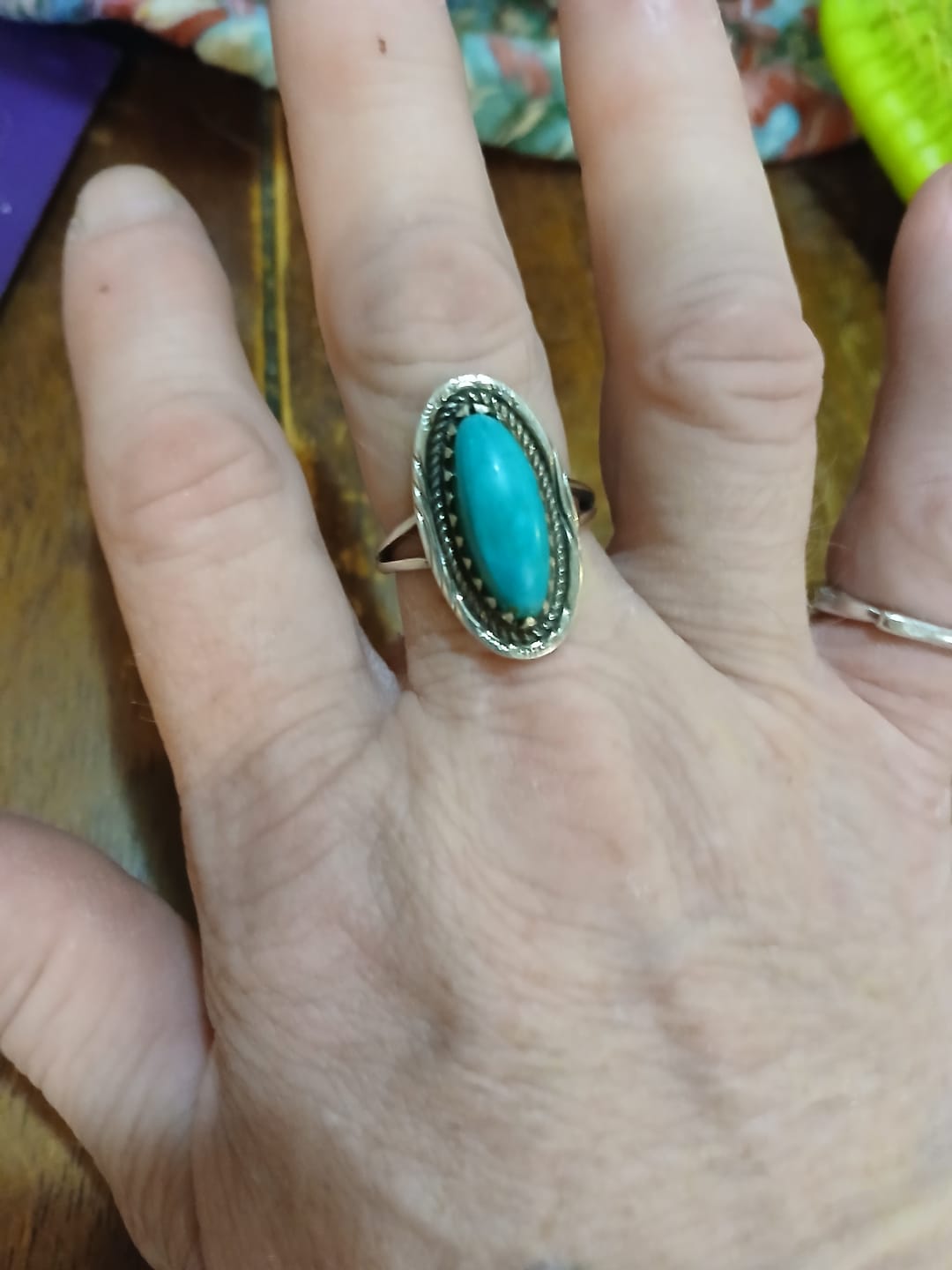 Customer photo review of Southwestern Style Real Turquoise Ring Sterling Silver