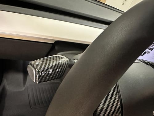 Customer photo review of EVAAM® Gloss Real Carbon Fiber Tesla Gear Shift Cover Trim for Model 3/Y [2017-2023] (2Pcs)