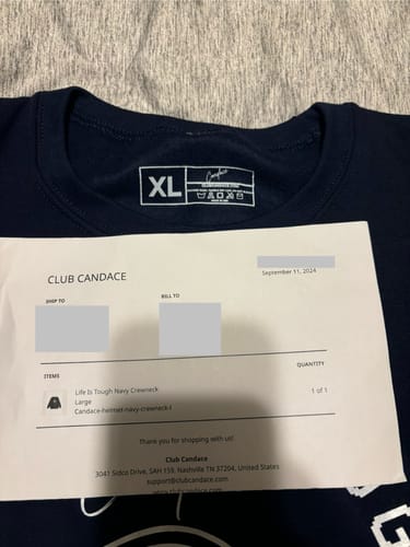 Customer photo review of Life Is Tough Navy Crewneck
