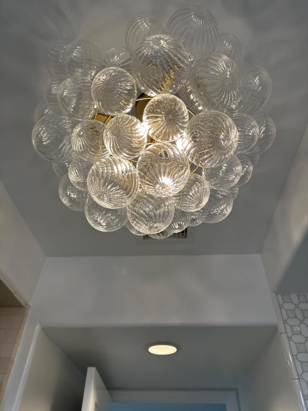 Customer photo review of Contemporary Clear Ribbed Bubble Chandelier
