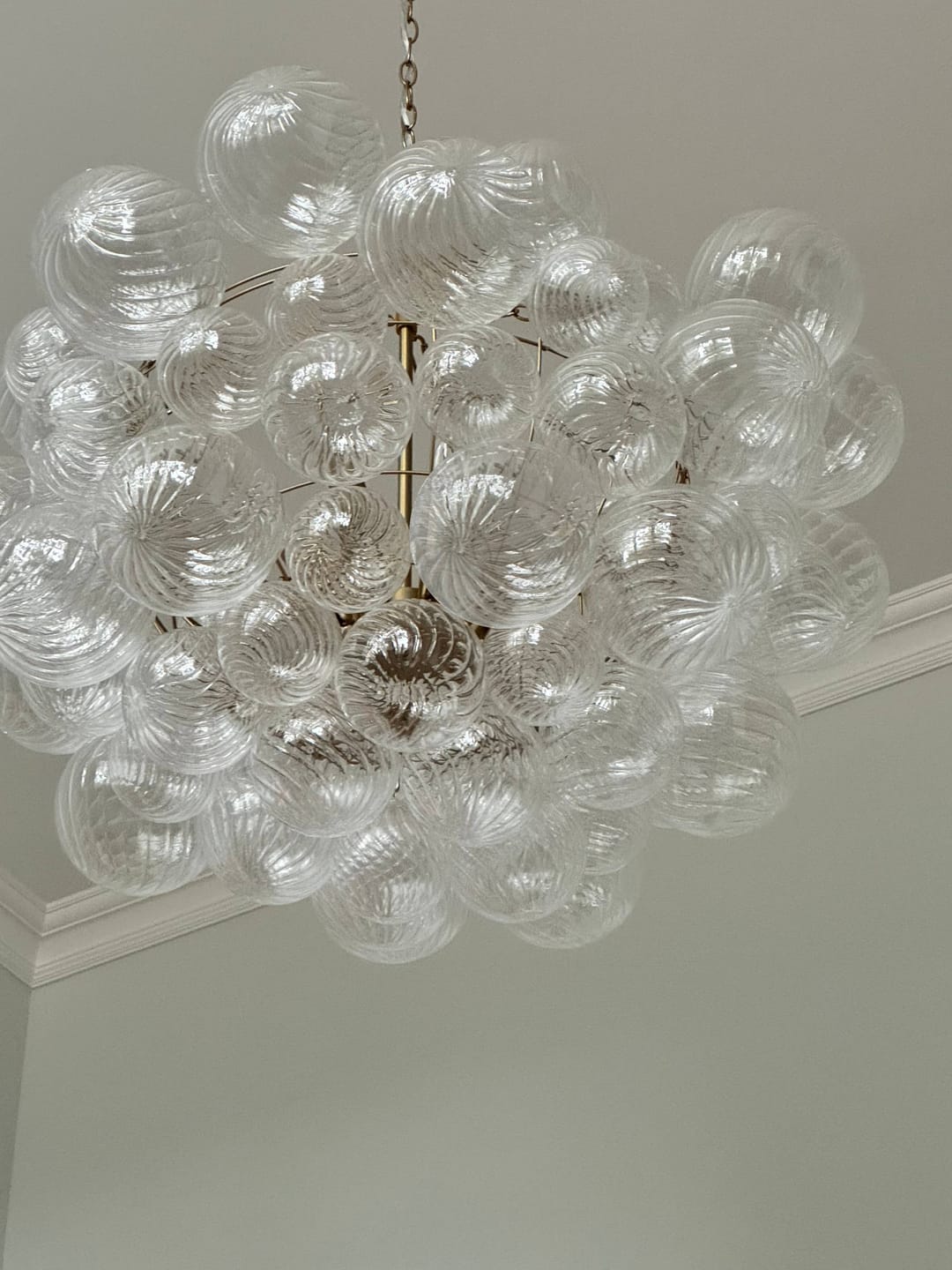 Customer photo review of Contemporary Clear Ribbed Bubble Chandelier