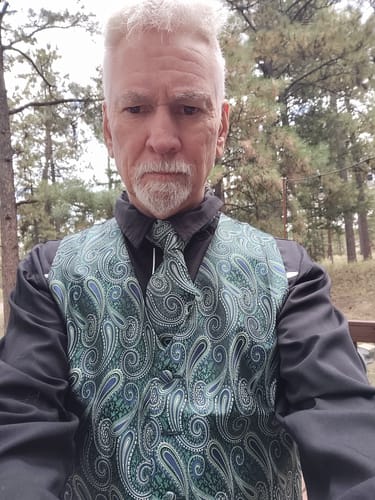 Customer photo review of Classic Blue Plaid Silk Men's Necktie Pocket Square Cufflinks Set