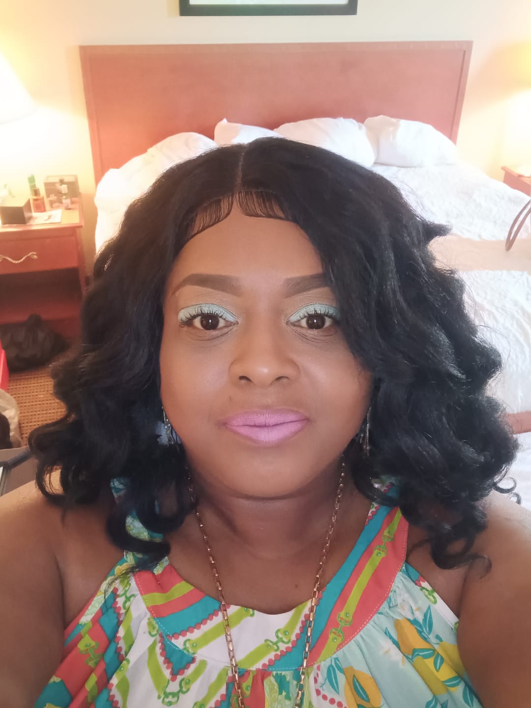 Customer photo review of Sensationnel Curls Kinks & Co Glueless Textured HD Lace Front Wig - Y-PART KINKY WAND CURL 20" - Kinky Edges