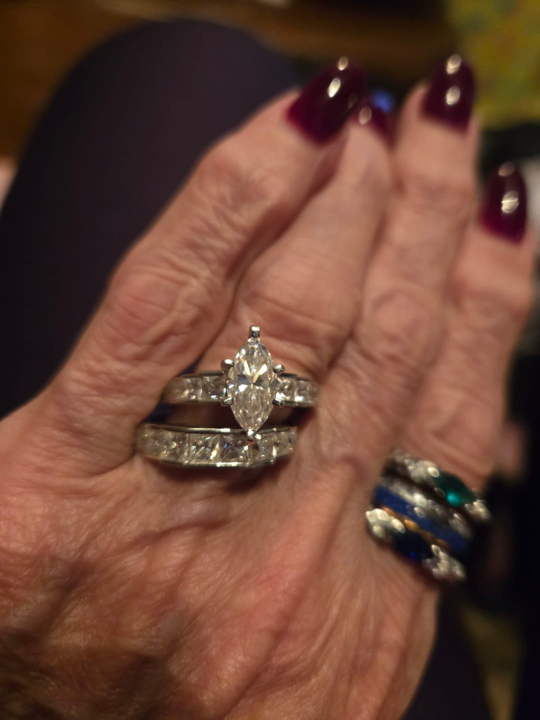 Customer photo review of Princess Moissanite Staircase Channel Set Half Eternity Wedding Band