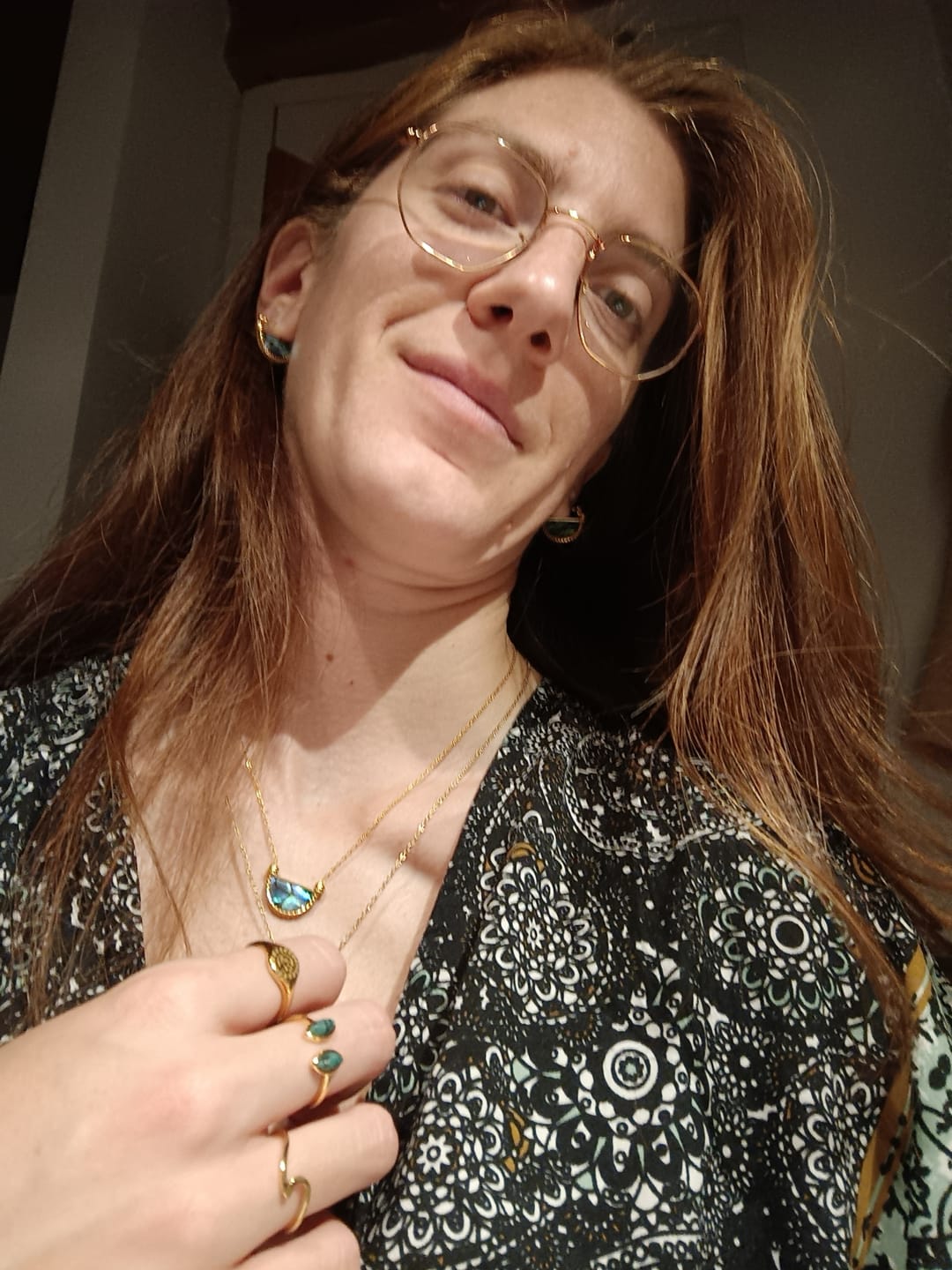 Customer photo review of Amalfi Turquoise Shell Earrings