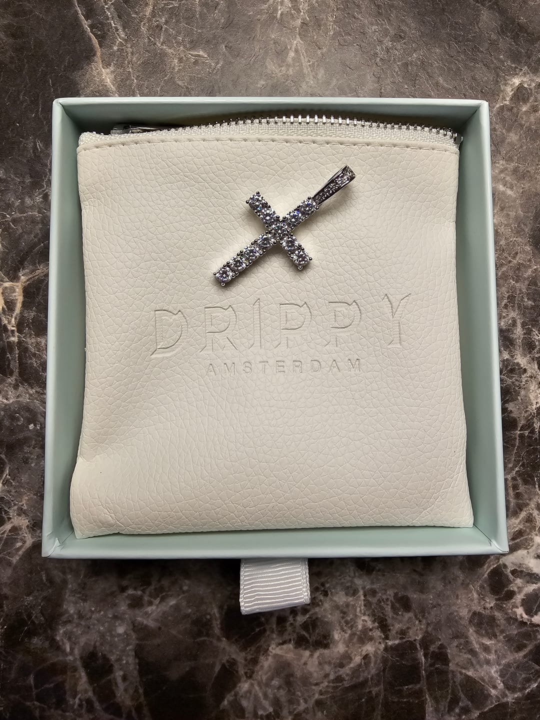 Customer photo review of CROSS PIECE PENDANT. - WHITE GOLD