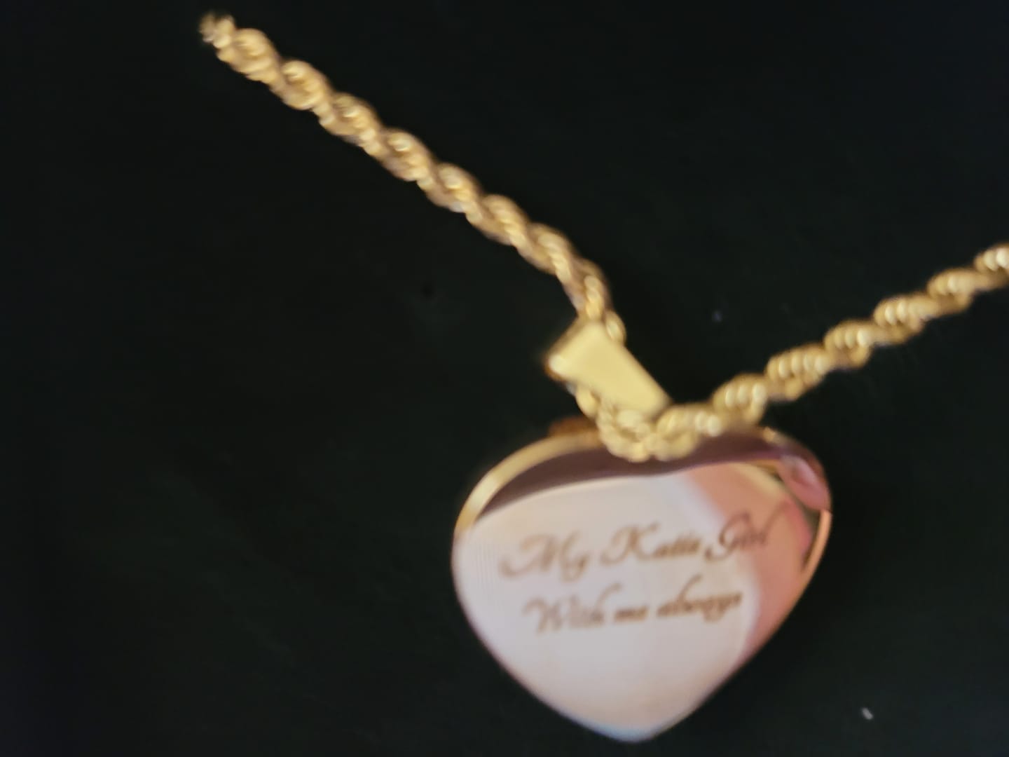 Customer photo review of Custom Engravable Heart Photo Necklace