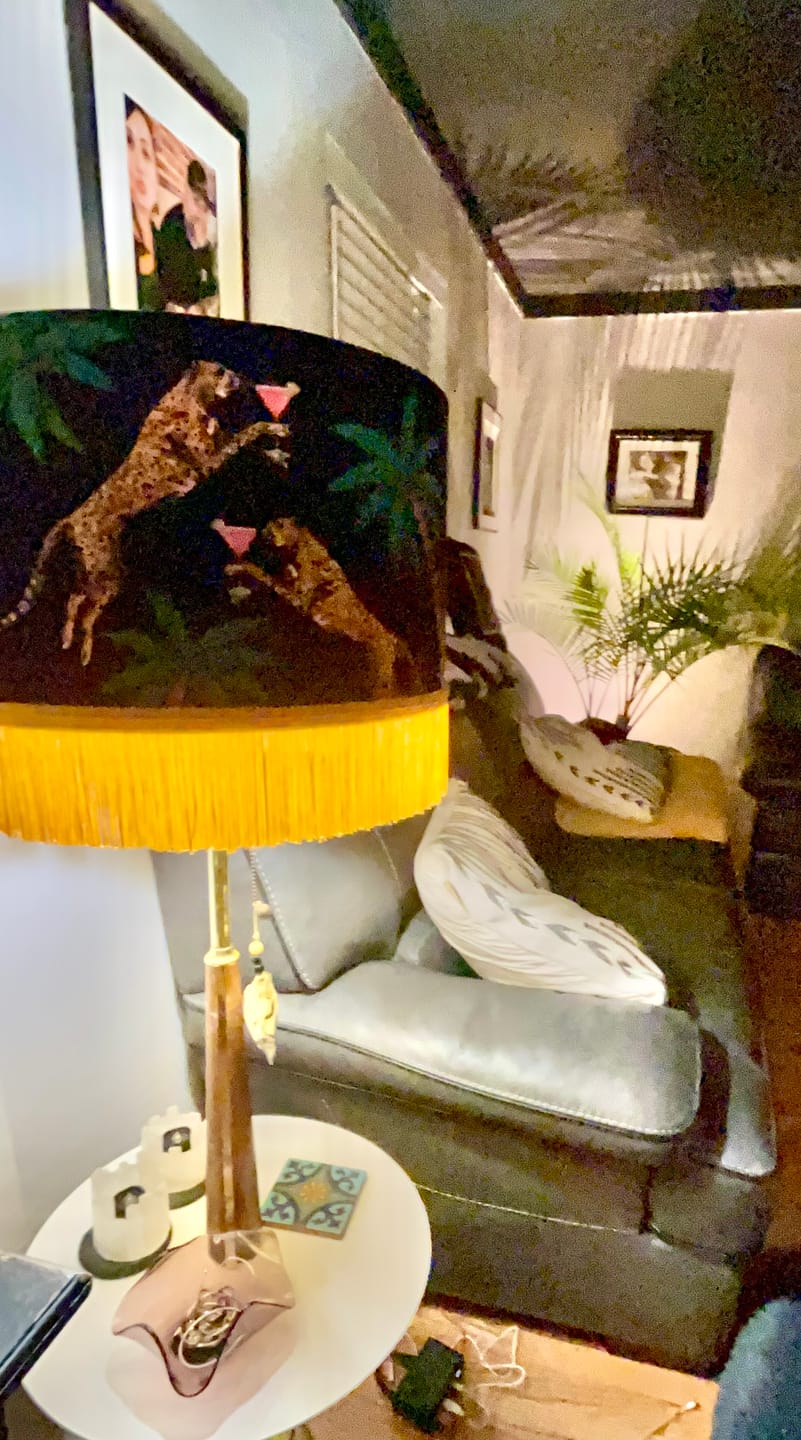 Customer photo review of Cocktail Cheetah  Fringed Drum Lampshade Black