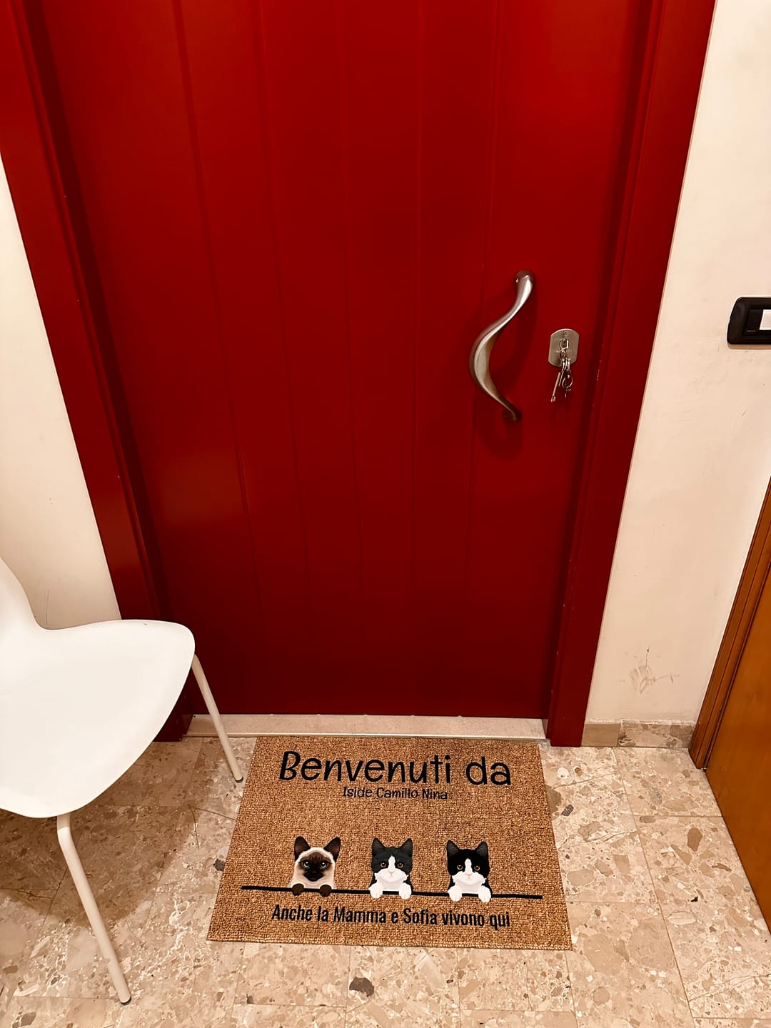 Customer photo review of Tutti i miei amici pelosi - Zerbino personalizzato