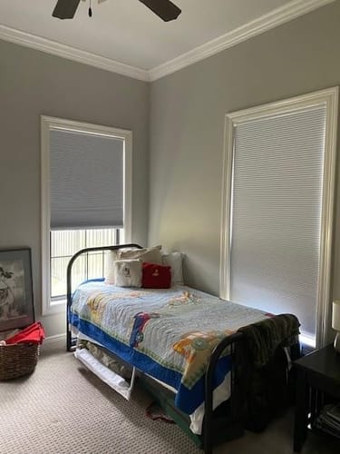 Customer photo review of Keego Upgraded No Drill Honeycomb Cellular Blinds