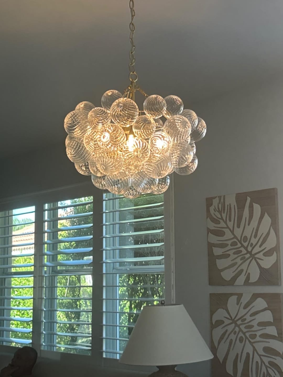 Customer photo review of Contemporary Clear Ribbed Bubble Chandelier