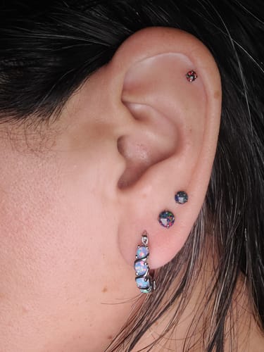 Customer photo review of 3-Pair Opal Earring Value Pack