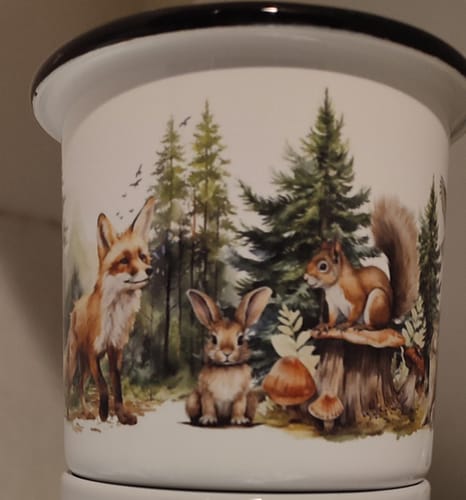 Recensione con foto di un cliente su Bosco 🦔❤️🦊 - Tazza in metallo smaltato