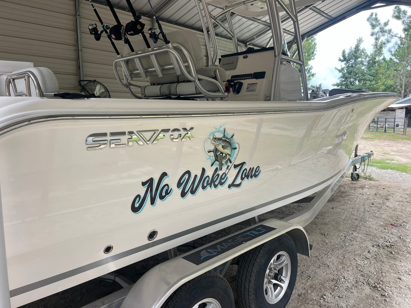 Customer photo review of Custom Kiss-Cut Boat Stickers