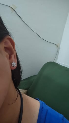 Customer photo review of Silver Flowery Snowflake Studs