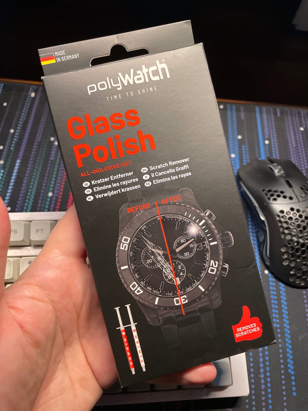 Customer photo review of Polywatch Polish Glass - ¡Limpia rayas en cristal mineral!