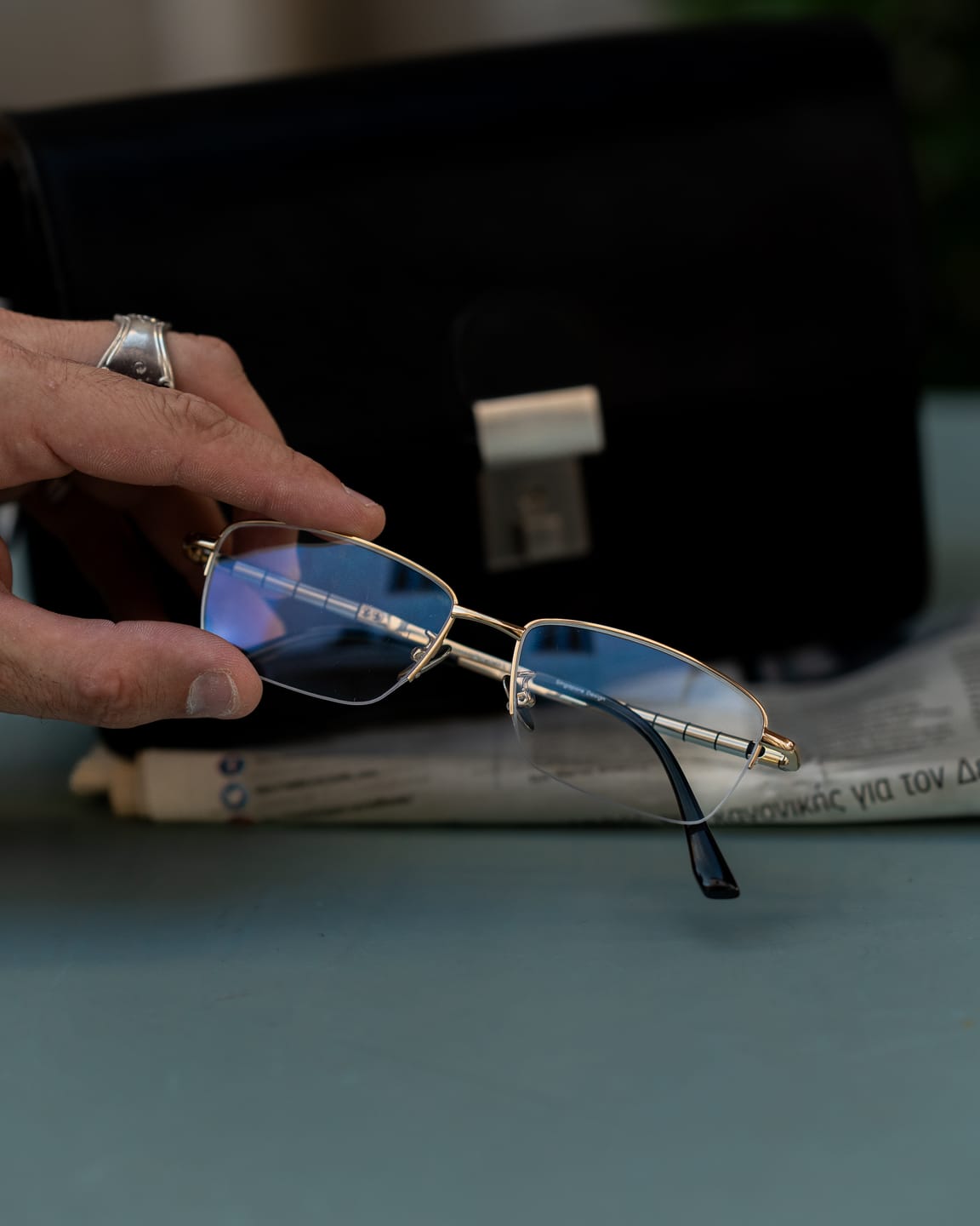 Customer photo review of Bill | Semi-rimless Classic Titanium Glasses | ZanyLen 2024 New Arrival