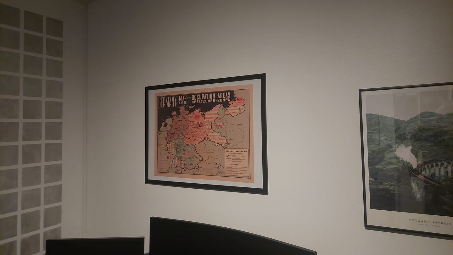 Customer photo review of Old Post World War 2 Germany Map - East & West Germany Potsdam Conference Occupation Chart