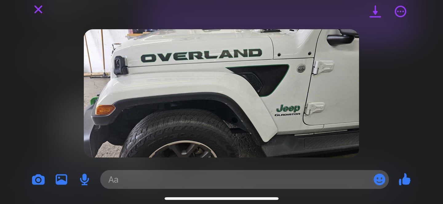 Customer photo review of Premium Fender Vent Decal Set | Black Topo - fits Wrangler JL & Gladiator JT