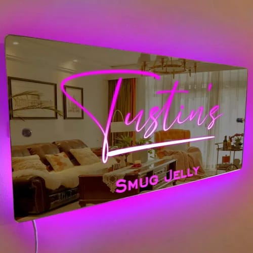 Customer photo review of Personalized Name Mirror - Light Up Mirror