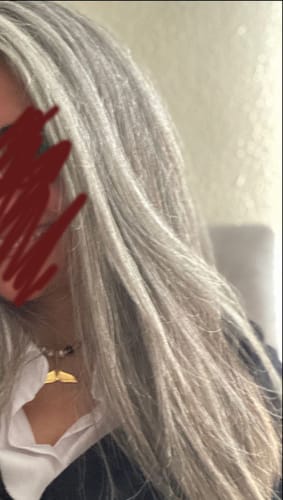 Customer photo review of Luvwin Salt & Pepper Gray Beginner Friendly Glueless Straight Wig 100% Human Hair