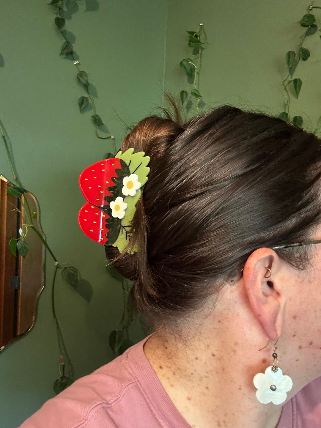 Customer photo review of Large Strawberries and Flowers Hair Claw Clip