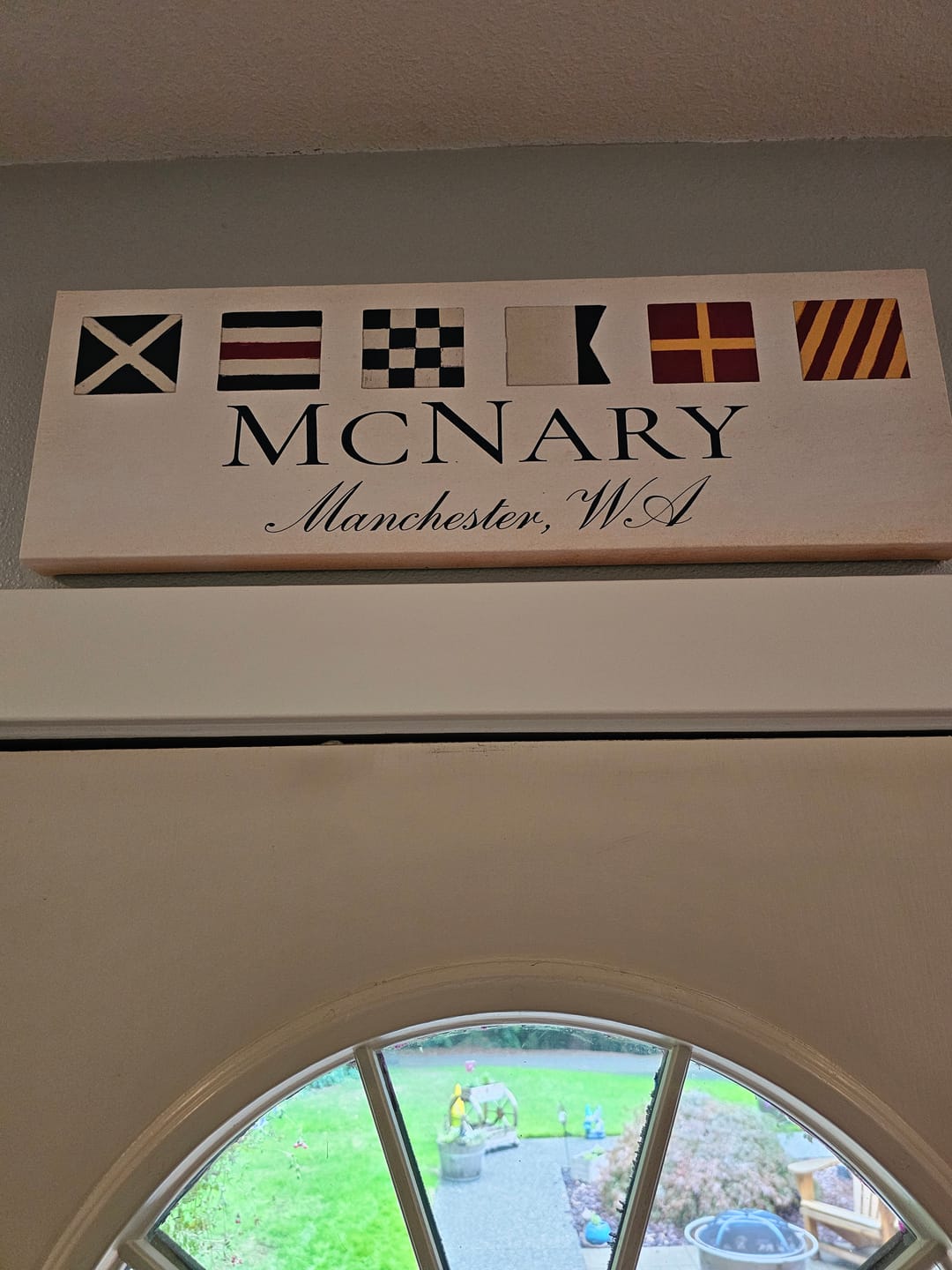 Customer photo review of Personalized Nautical Flags Wall Decor