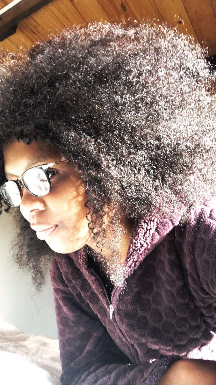 Customer photo review of Brazilian Kinky Curl Fringe - Gabby