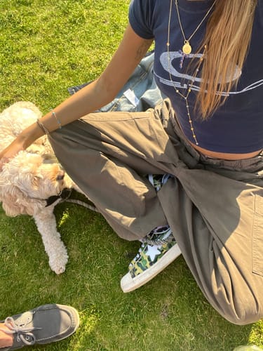 Customer photo review of India Droplet Necklace Gold & Blue