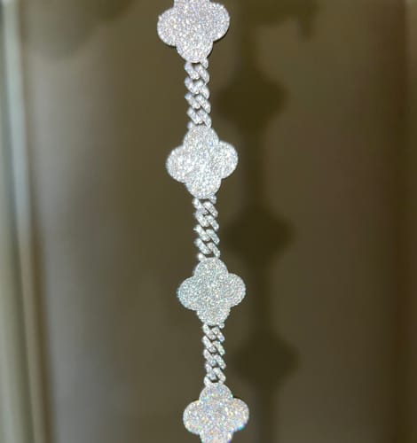 Customer photo review of Moissanite Bust Down Clover Bracelet