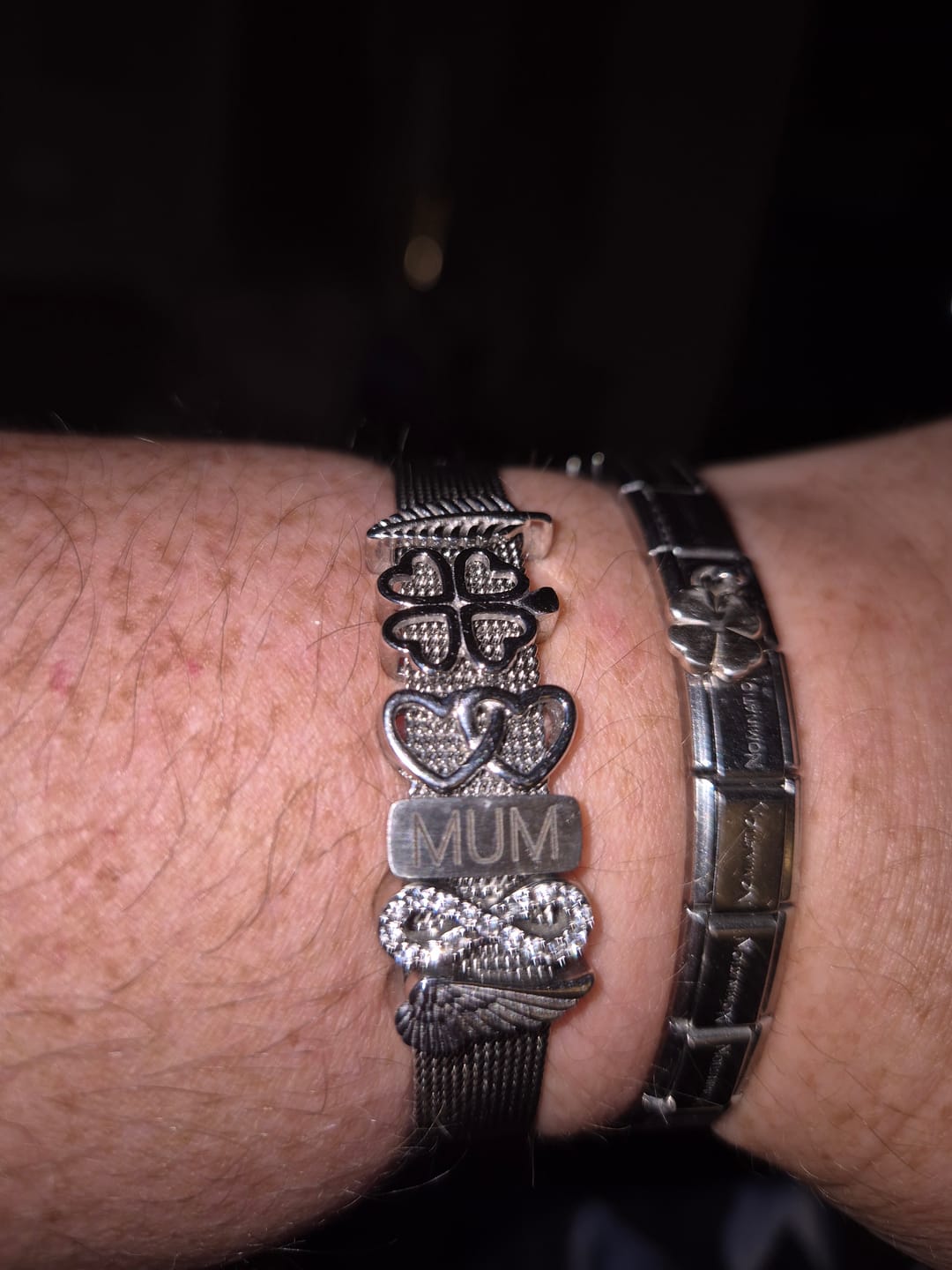 Customer photo review of Mesh charm name silver