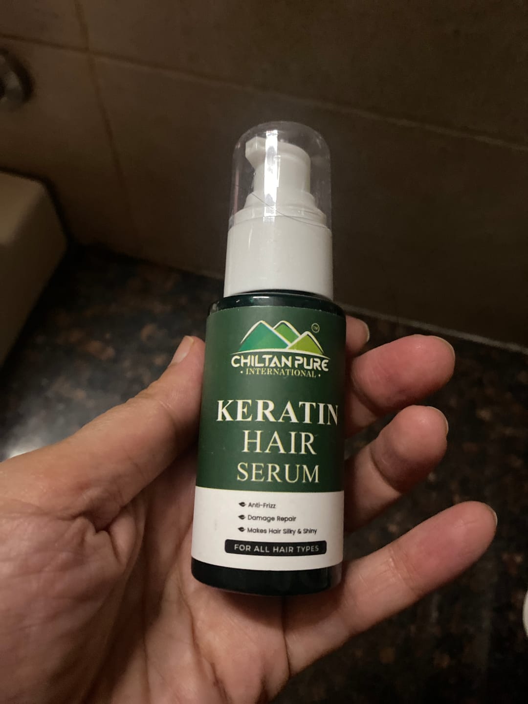 Customer photo review of Keratin Hair Serum – Anti-Frizz, Damage Repair, Boost Hair Growth, Makes Hair Glossy & Strong
