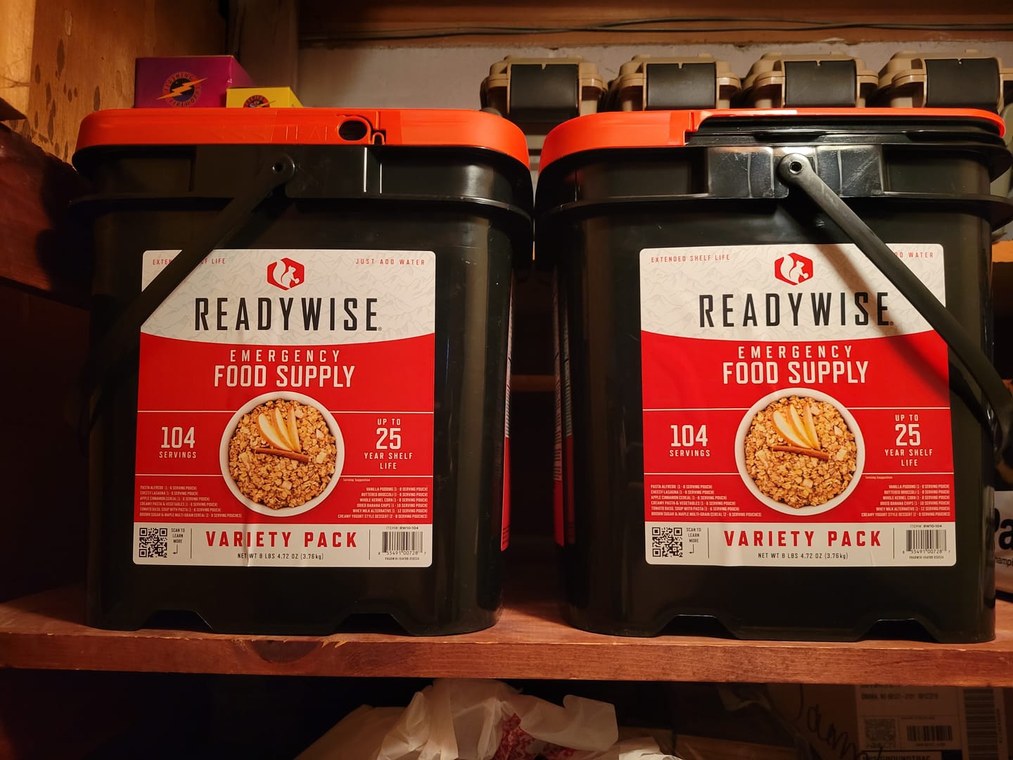 Customer photo review of 104 Serving Variety Pack Bucket BOGO New