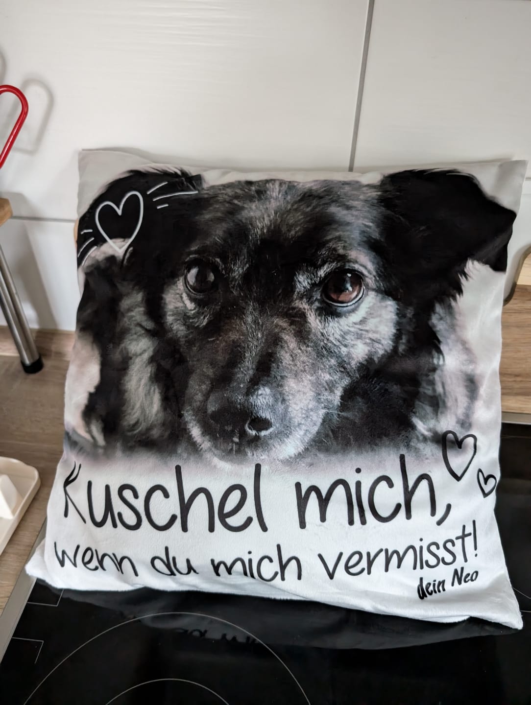 Customer photo review of Kuschel mich, wenn du mich vermisst - Individuelles Kissen